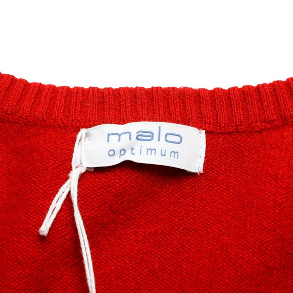 Malo Optimum Men's Brick Red 100% Cashmere V-Neck Pullover Sweater - Picture 6 of 6